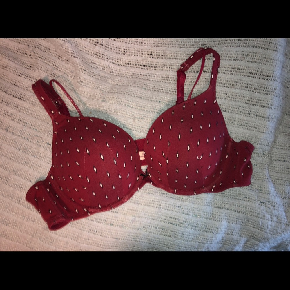 Cacique Red Push Up bra with black & white pattern